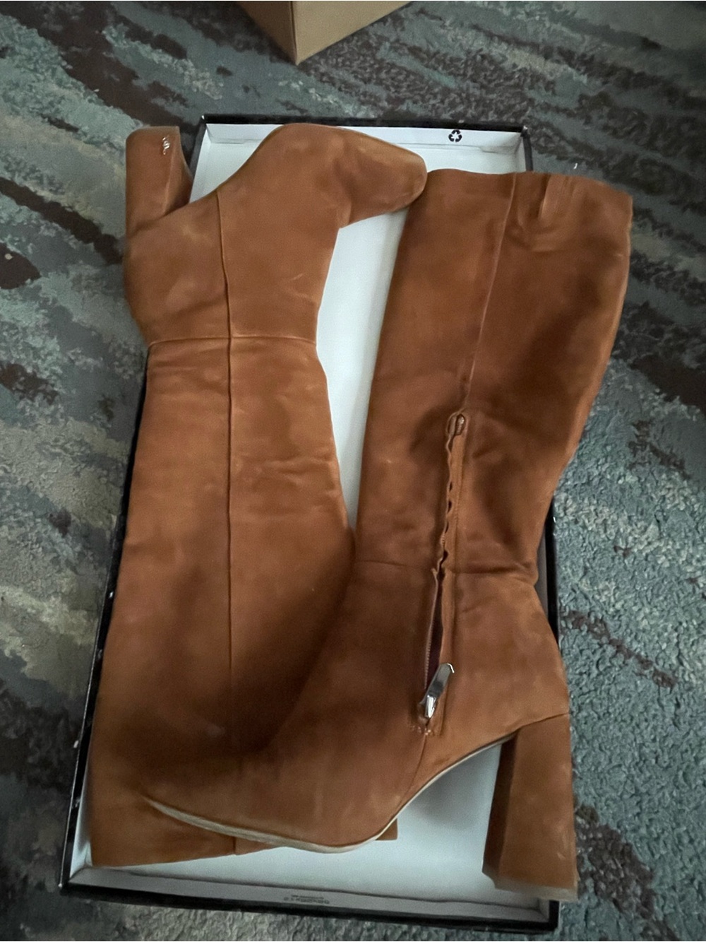 Sam Edelman Cognac Suede Over-the-Knee Block Heel Boots